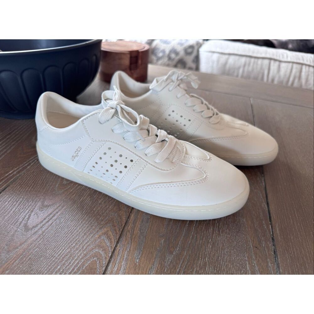 JSlides Hattie Perforated Low Top Sneaker In OffWhite Size 8